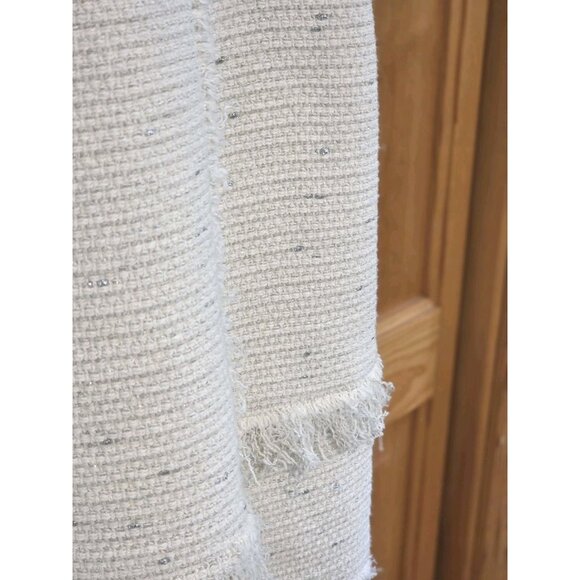 Rebecca Taylor Womens Dress 10 Fringe Tweed Shift Ivory Metallic - Picture 16 of 16